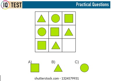 IQ test. Choose correct answer. Set of logical tasks composed of geometric shapes. Vector illustration - Vector - Vektör
