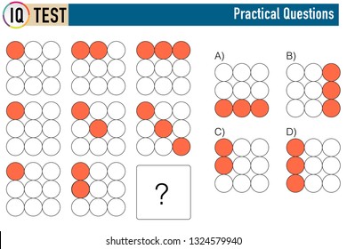 IQ test. Choose correct answer. Set of logical tasks composed of geometric shapes. Vector illustration - Vector - Vektör
