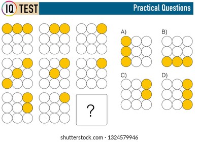 IQ test. Choose correct answer. Set of logical tasks composed of geometric shapes. Vector illustration - Vector - Vektör
