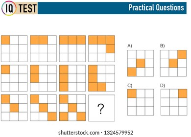 IQ test. Choose correct answer. Set of logical tasks composed of geometric shapes. Vector illustration - Vector - Vektör

