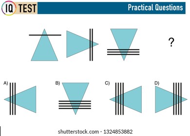 IQ test. Choose correct answer. Set of logical tasks composed of geometric shapes. Vector illustration - Vector
