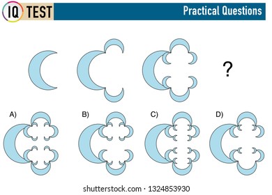 IQ test. Choose correct answer. Set of logical tasks composed of geometric shapes. Vector illustration - Vector
