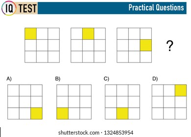 IQ test. Choose correct answer. Set of logical tasks composed of geometric shapes. Vector illustration - Vector
