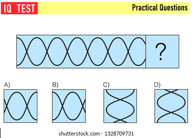 IQ test. Choose correct answer. Set of logical tasks composed of geometric shapes. Vector illustration - Vector 
