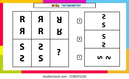 IQ test. Choose correct answer. Set of logical tasks composed of geometric shapes. Vector illustration. algorithm.
