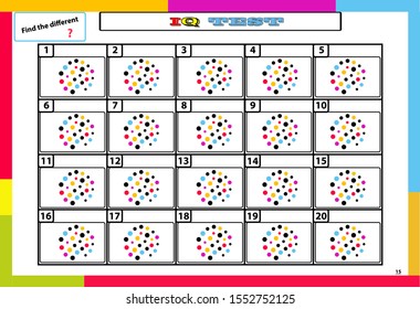 IQ test. Choose correct answer. Set of logical tasks composed of geometric shapes. Vector illustration. algorithm.