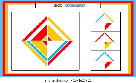 IQ test. Choose correct answer. Set of logical tasks composed of geometric shapes. Vector illustration. algorithm.