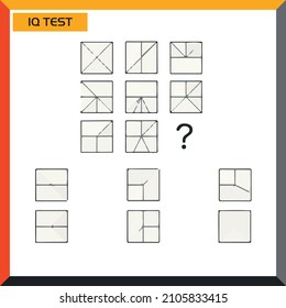 IQ test. Choose correct answer. Set of logical tasks composed of geometric shapes. Vector illustration