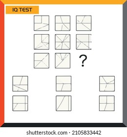 IQ test. Choose correct answer. Set of logical tasks composed of geometric shapes. Vector illustration