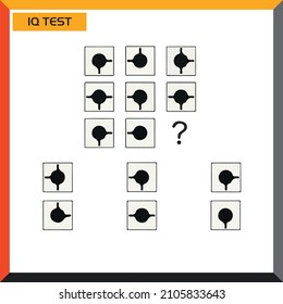 IQ test. Choose correct answer. Set of logical tasks composed of geometric shapes. Vector illustration