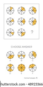 IQ test. Choose correct answer. Logical tasks composed of geometric shapes. Vector illustration