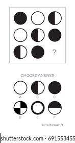 IQ test. Choose correct answer. Logical tasks composed of geometric shapes. Vector illustration