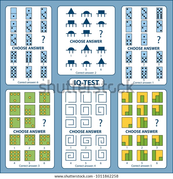 Iqテスト 正解を選択してください 幾何学的な図形とドミノの断片で構成される論理タスクのセット ベクターイラスト のベクター画像素材 ロイヤリティフリー