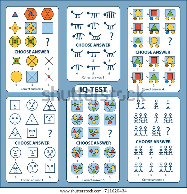 Iqテスト 正解を選択してください 異なる図形で構成される論理タスクのセット ベクターイラスト のベクター画像素材 ロイヤリティフリー