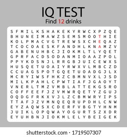 IQ Test / Game find 12 drinks / worksheet