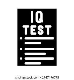 iq test glyph icon vector. iq test sign. isolated contour symbol black illustration