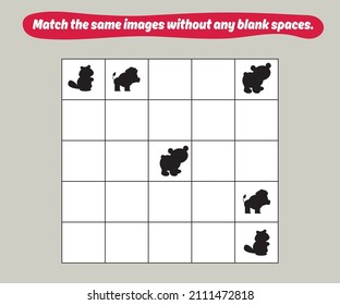 IQ Test Intelligence questions. Match the same images without any blank spaces.