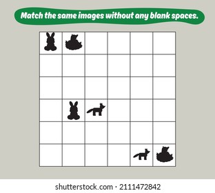 IQ Test Intelligence questions. Match the same images without any blank spaces.