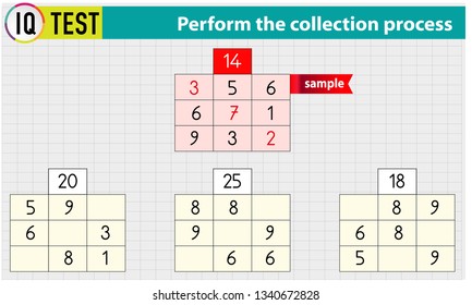 IQ TEST - Math Crossword - Perform the collection process Vector