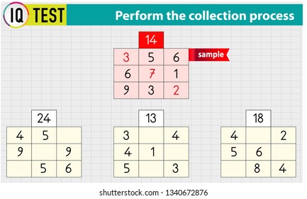IQ TEST - Math Crossword - Perform the collection process Vector