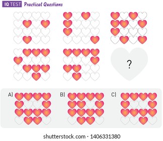 IQ Test Practical Questions - Intelligence questions Shape completion - Vector 
