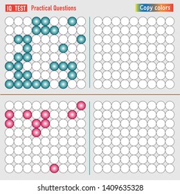 IQ Test Practical questions intelligence questions, painting activity, Vector
