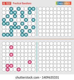 IQ Test Practical questions intelligence questions, painting activity, Vector