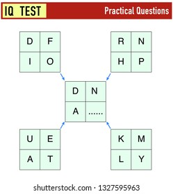 IQ test. Select the correct answer. Vector illustration. Numbers and numbers puzzle. Write on the dotted place
