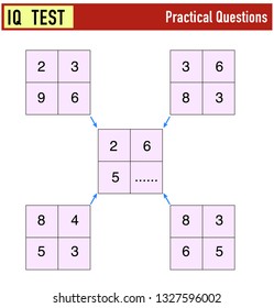 IQ test. Select the correct answer. Vector illustration. Numbers and numbers puzzle. Write on the dotted place