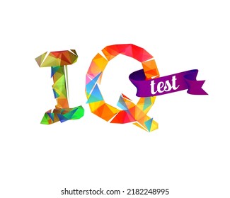 IQ test. Vector text of colorful letters