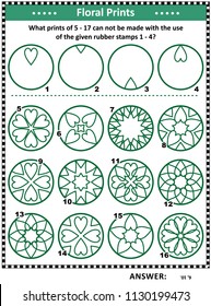 IQ training visual puzzle: What prints can not be made using the given dies? Answer included.