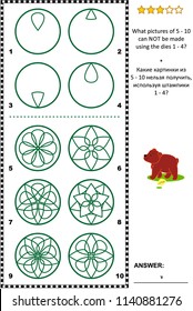 IQ training visual puzzle: What prints can not be made using the given dies? Answer included.