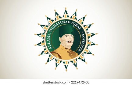 Iqbal Day With Beautiful Pattern Logo Design