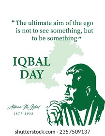 "Iqbal Day celebration concept. Commemorating the birth of Allama Iqbal, Pakistan's national poet. 