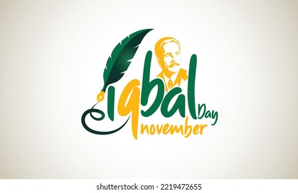 Iqbal Day Logo with 9 Typography and Sketch