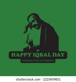 Plantilla vectora del Día Iqbal, Día feliz de la Allama Iqbal, diseño vectorial del 9 de noviembre, feliz Día Iqbal vectorial, Poeta Nacional de Pakistán