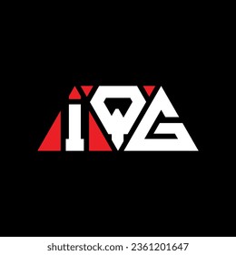 IQG triangle letter logo design with triangle shape. IQG triangle logo design monogram. IQG triangle vector logo template with red color. IQG triangular logo Simple, Elegant, and Luxurious design.