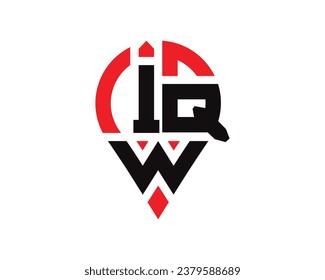 IQW-Buchstaben-Ortung Form Logo Design. IQW Brief-Standort Logo einfach Design.