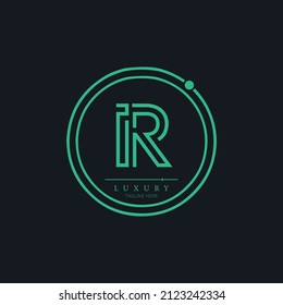IR alphabet abstract initial letter logo minimal design vector template