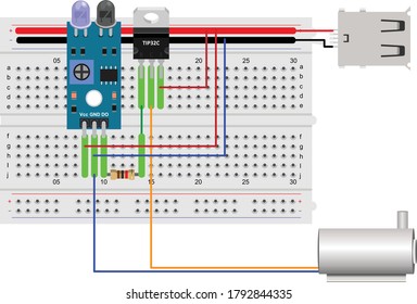 IR based automatic hand sanitizer system, automatic hand sanitizer system using transistor and IR module,  automatic water tap project, tip32c, ir module, proximity sensor, it sensor-based project