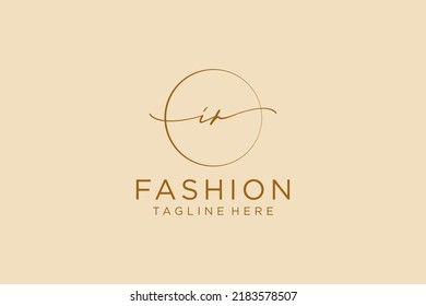 IR Feminine logo beauty monogram and elegant logo design, handwriting logo of initial signature, wedding, fashion, floral and botanical with creative template.