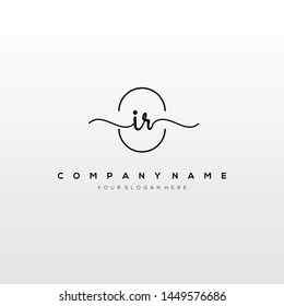 IR handwriting initial logo template vector.