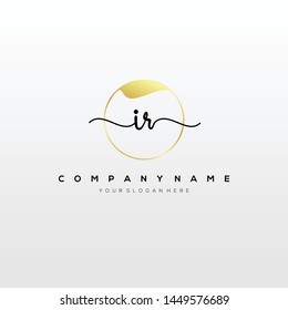 IR handwriting initial logo template vector.