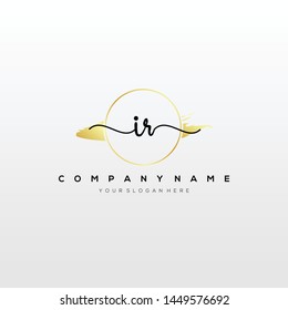 IR handwriting initial logo template vector.