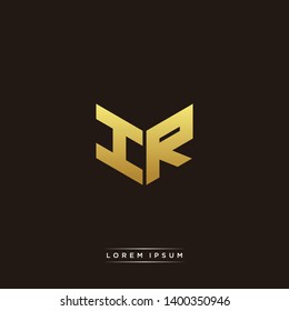 IR / HR Logo Letter Initial Logo Designs Templete with Gold and Black Background