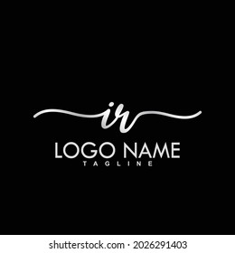 IR Initial Handwriting Logo Design Vector