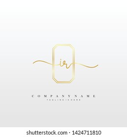 IR initial handwriting logo template vector