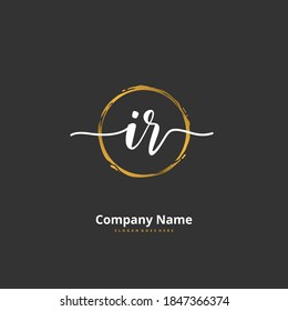 IR Initial handwriting and signature logo design with circle. Beautiful design handwritten logo for fashion, team, wedding, luxury logo.