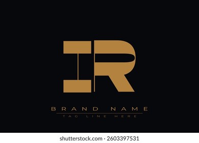 IR initial letter logo design. Letter I and R luxury alphabet letter logo icon template