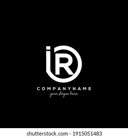 IR Initial letter logo inside circle shape inside rounded black monogram